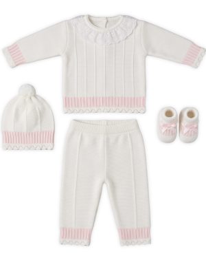 Conjunto Crema y Rosa | 100% Algodón | 4 Piezas